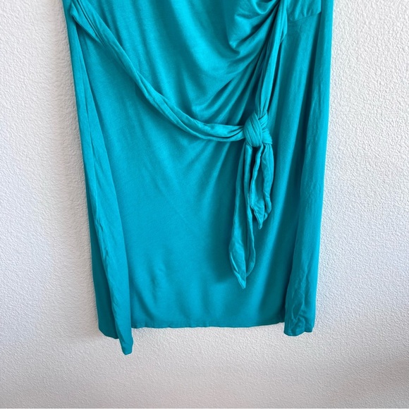 Boston Proper Women's Jersey Knit Tie Waist Stretch Blue Dress - Picture 6 of 12
